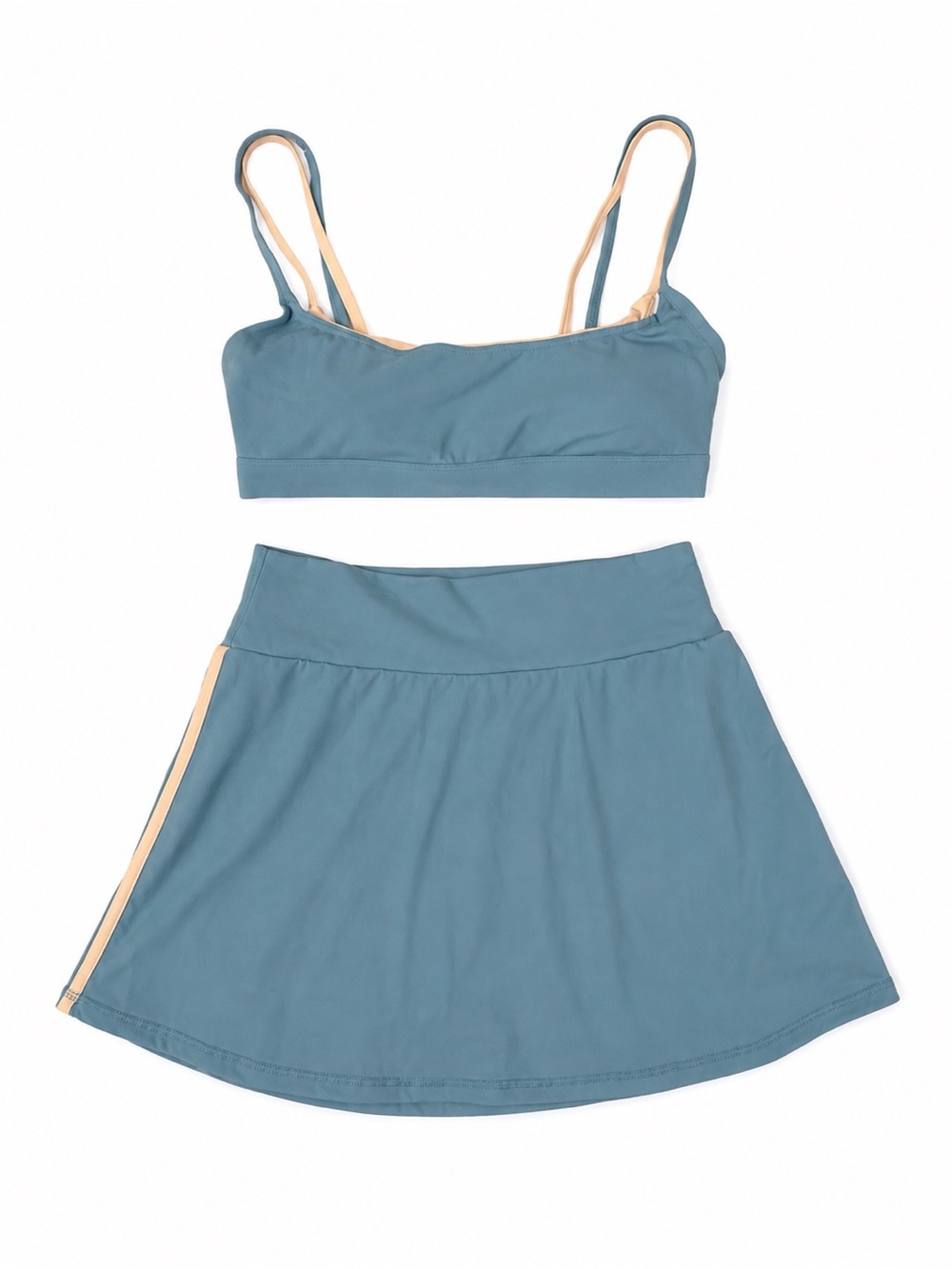 Wilo The Label Double Layer Sports Bra & Skort Set Azure Blue M NWT - Picture 10 of 11